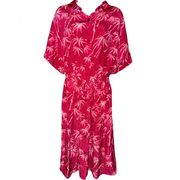 DIANE VON FURSFENBERG 100% SILK DRAWSTRING FLOWY BUTTON MAXI MIDI DRESS / KIMONO - Picture 2 of 6